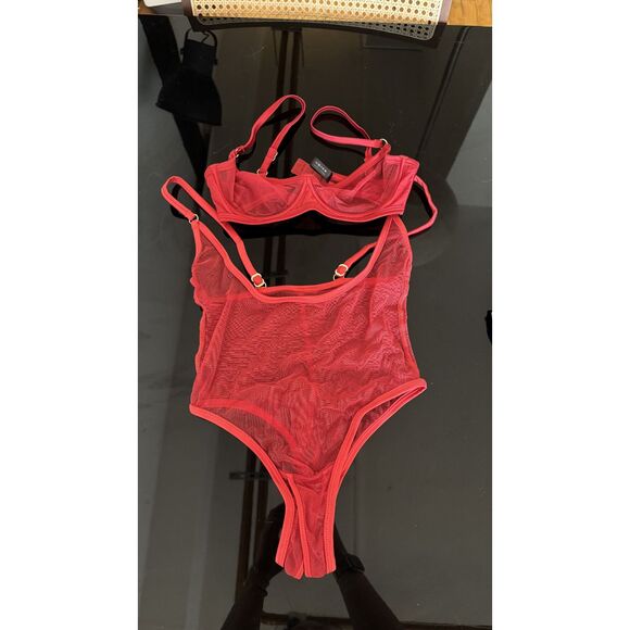 MarieMur Red Mesh Crotchless Panties - Picture 4 of 4